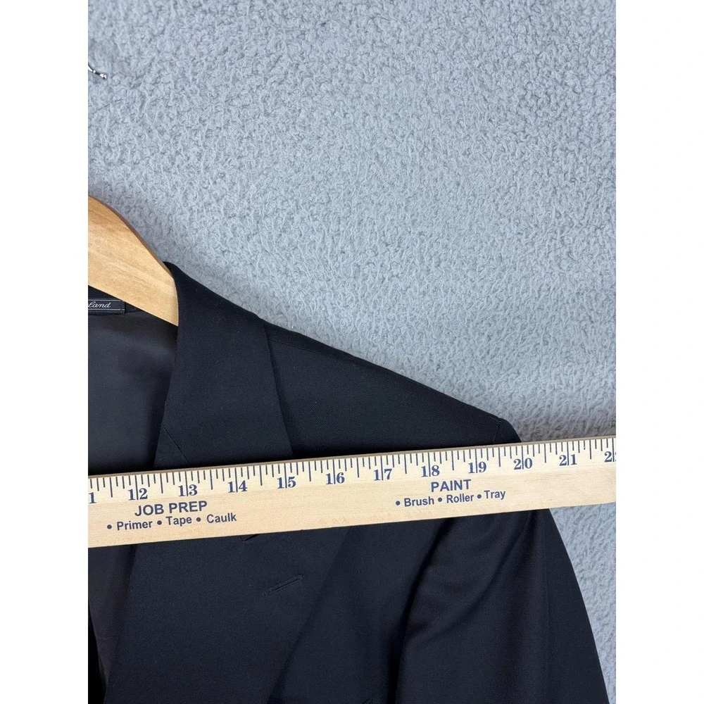 Ermenegildo Zegna Suit Jacket Mens 54 Black Wool Double Breasted Peak Lapel Men